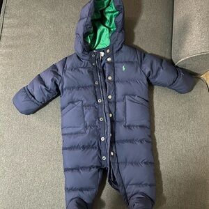Ralph Lauren Navy Snowsuit with Green Interior